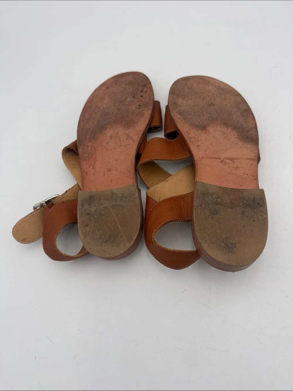 Vintage Women's Brown Leather Crisscross Strap Sandals women 38 casual retro Y2K